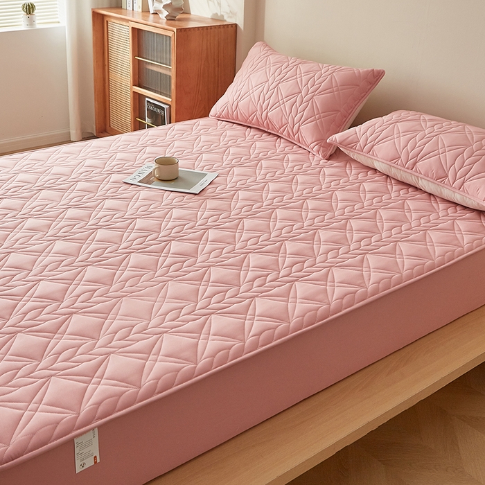 91家纺网 家纺一手货源 找家纺 盛眠家纺 2025新款桑蚕丝蛋白夹棉床笠-叶韵 叶韵 红色