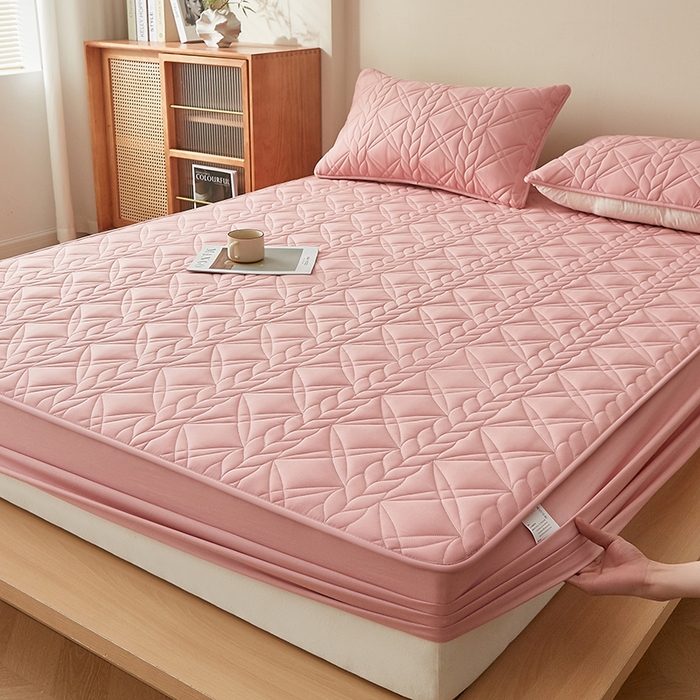 91家纺网 家纺一手货源 找家纺 盛眠家纺 2025新款桑蚕丝蛋白夹棉床笠-叶韵 叶韵 红色