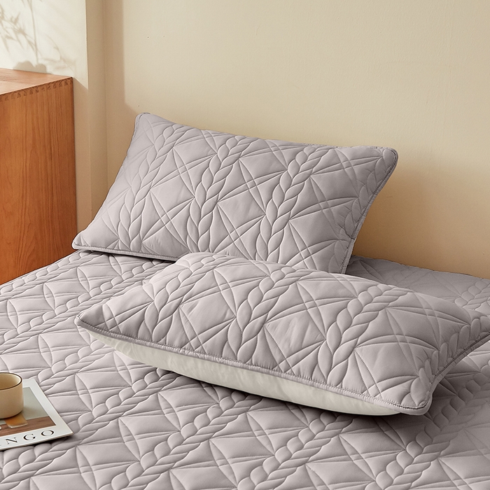 91家纺网 家纺一手货源 找家纺 盛眠家纺 2025新款桑蚕丝蛋白夹棉床笠-叶韵 叶韵 灰色