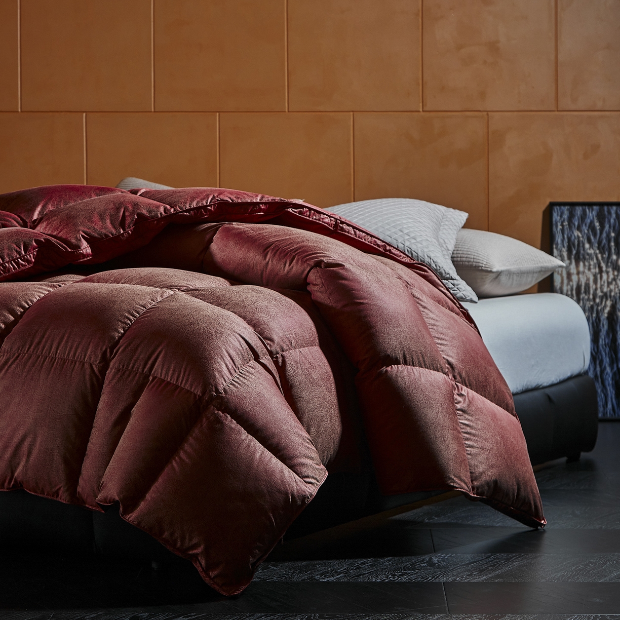 91家纺网 家纺一手货源 找家纺 暖羽屋羽绒馆 2025新款婚庆鹅绒丝被芯 双人喜被 婚庆羽绒被2米 双人加厚春秋被子结婚被褥 繁星 红 B面