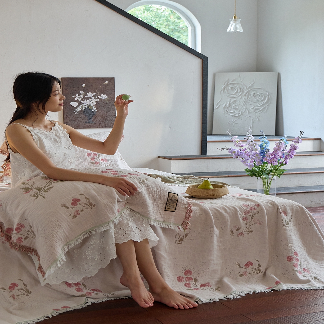 91家纺网 家纺一手货源 找家纺 （总）沐瑟家纺 2025新款四层纱布全棉流苏毯子纱布床盖毛巾被纯棉棉纱夏凉被午睡盖毯三件套