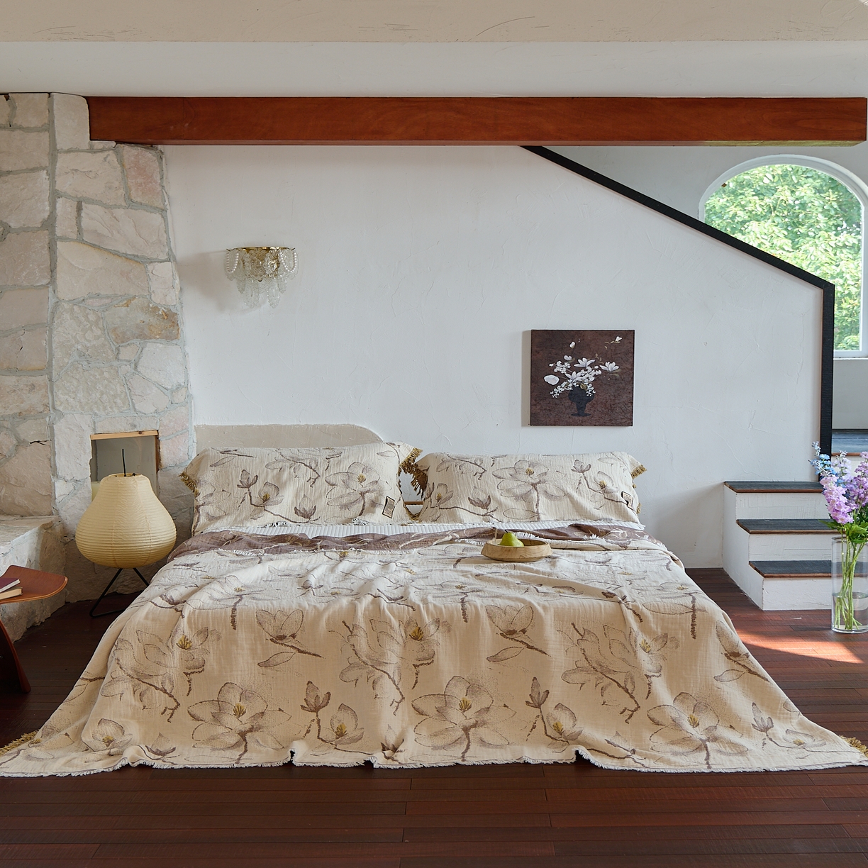 91家纺网 家纺一手货源 找家纺 沐瑟家纺 2025新款四层纱布全棉流苏毯子纱布床盖毛巾被纯棉棉纱夏凉被午睡盖毯三件套 木栀