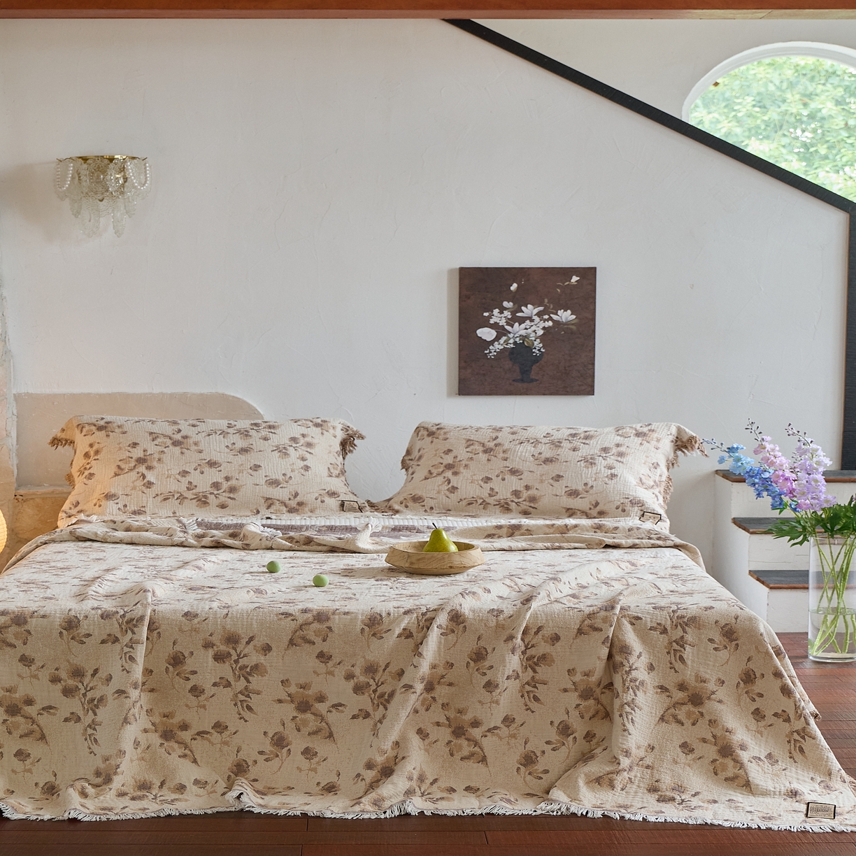 91家纺网 家纺一手货源 找家纺 沐瑟家纺 2025新款四层纱布全棉流苏毯子纱布床盖毛巾被纯棉棉纱夏凉被午睡盖毯三件套 洛颖