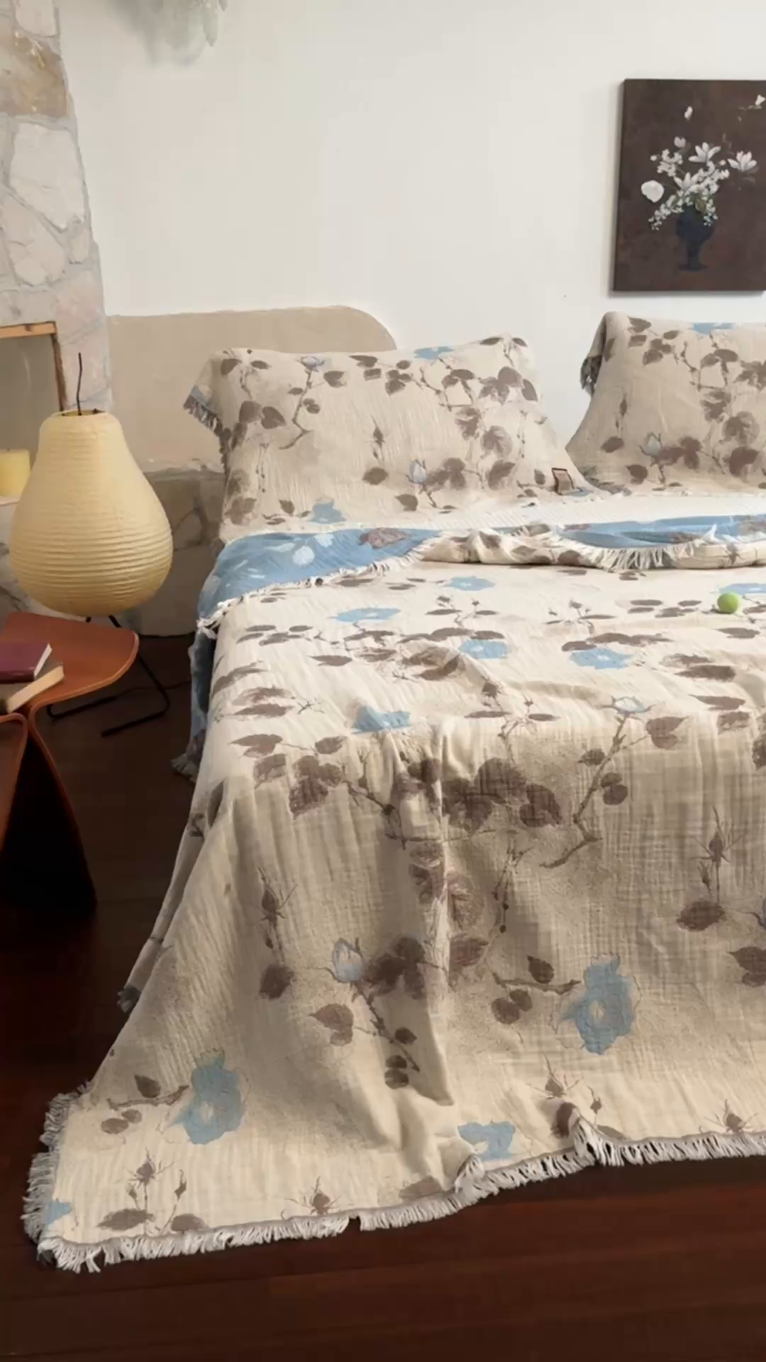 91家纺网 家纺一手货源 找家纺 沐瑟家纺 2025新款四层纱布全棉流苏毯子纱布床盖毛巾被纯棉棉纱夏凉被午睡盖毯三件套 枝蘭