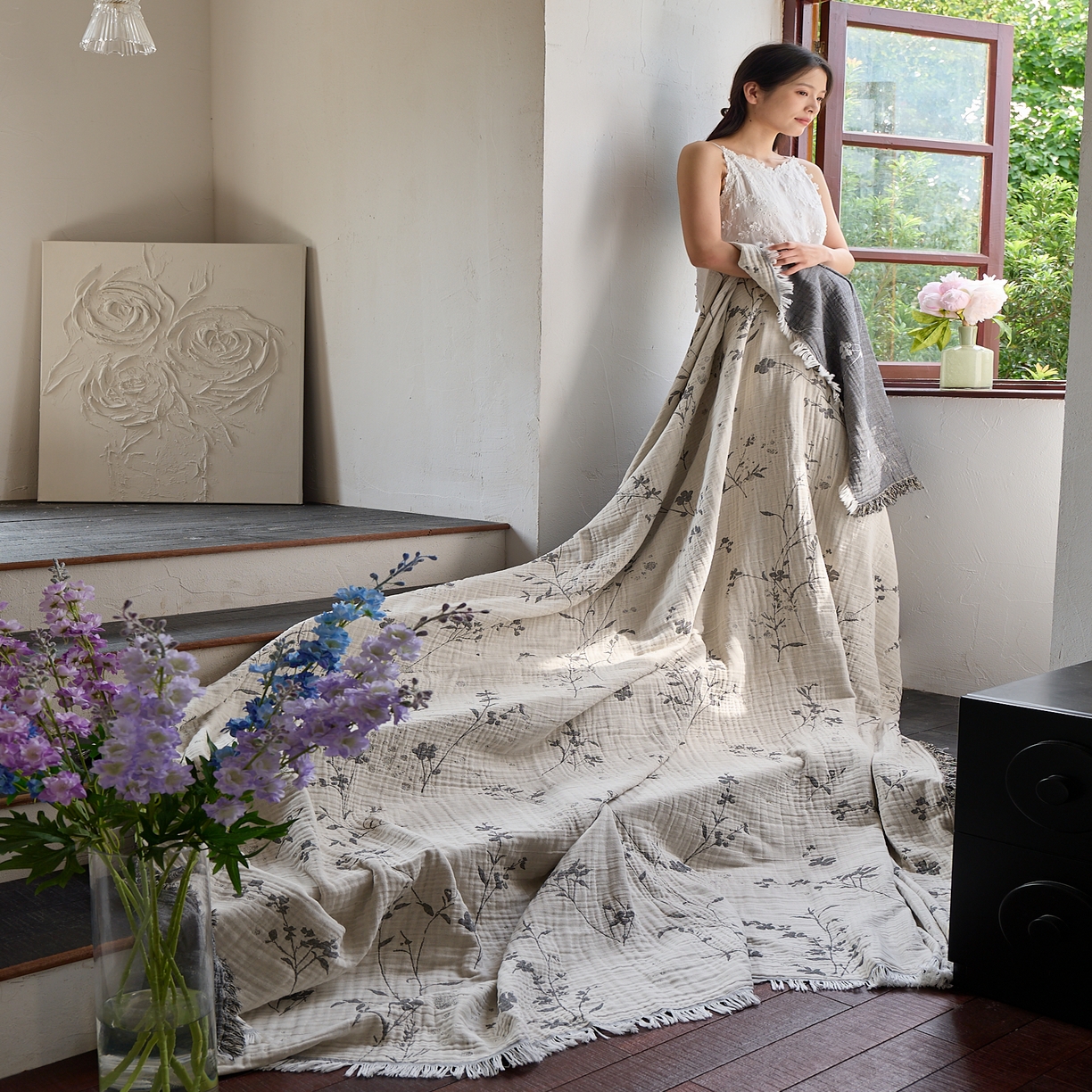 91家纺网 家纺一手货源 找家纺 （总）沐瑟家纺 2025新款四层纱布全棉流苏毯子纱布床盖毛巾被纯棉棉纱夏凉被午睡盖毯