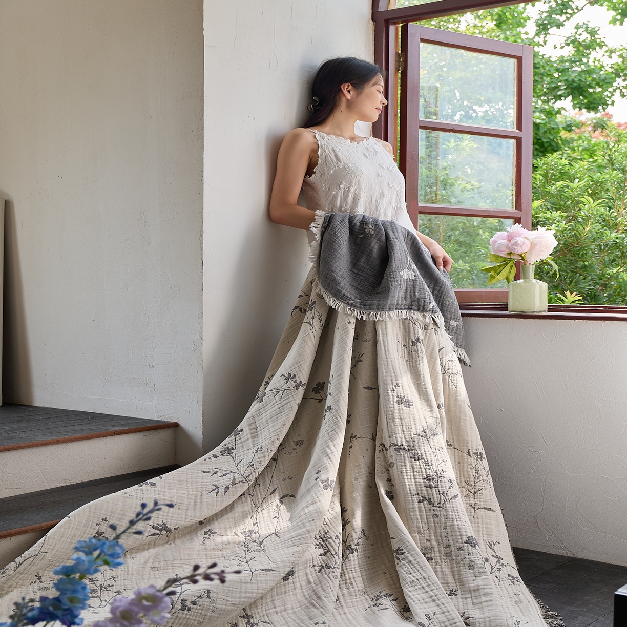 91家纺网 家纺一手货源 找家纺 （总）沐瑟家纺 2025新款四层纱布全棉流苏毯子纱布床盖毛巾被纯棉棉纱夏凉被午睡盖毯