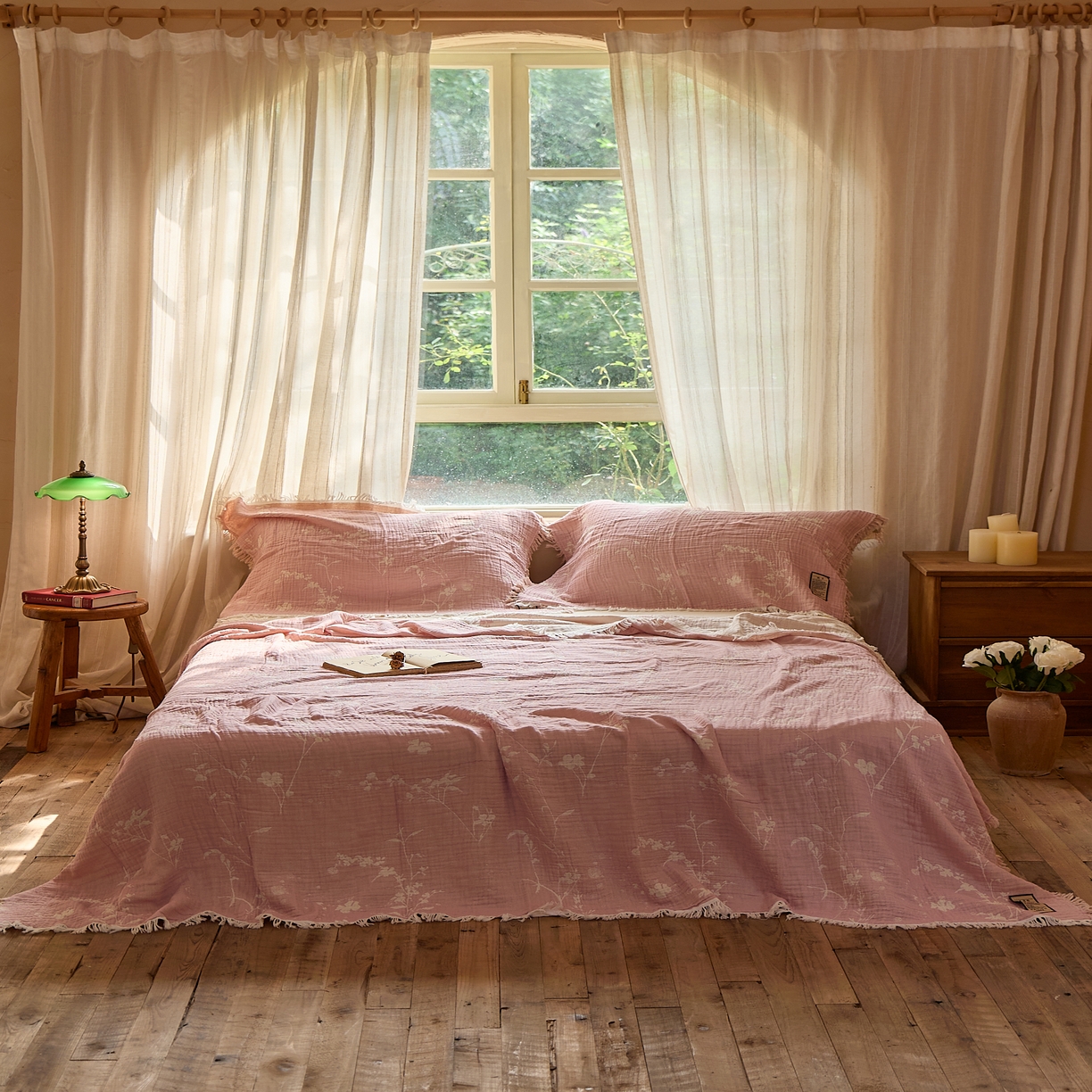 91家纺网 家纺一手货源 找家纺 （总）沐瑟家纺 2025新款四层纱布全棉流苏毯子纱布床盖毛巾被纯棉棉纱夏凉被午睡盖毯