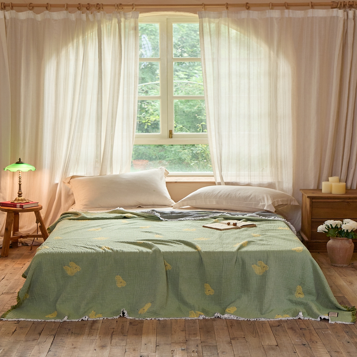 91家纺网 家纺一手货源 找家纺 （总）沐瑟家纺 2025新款四层纱布全棉流苏毯子纱布床盖毛巾被纯棉棉纱夏凉被午睡盖毯