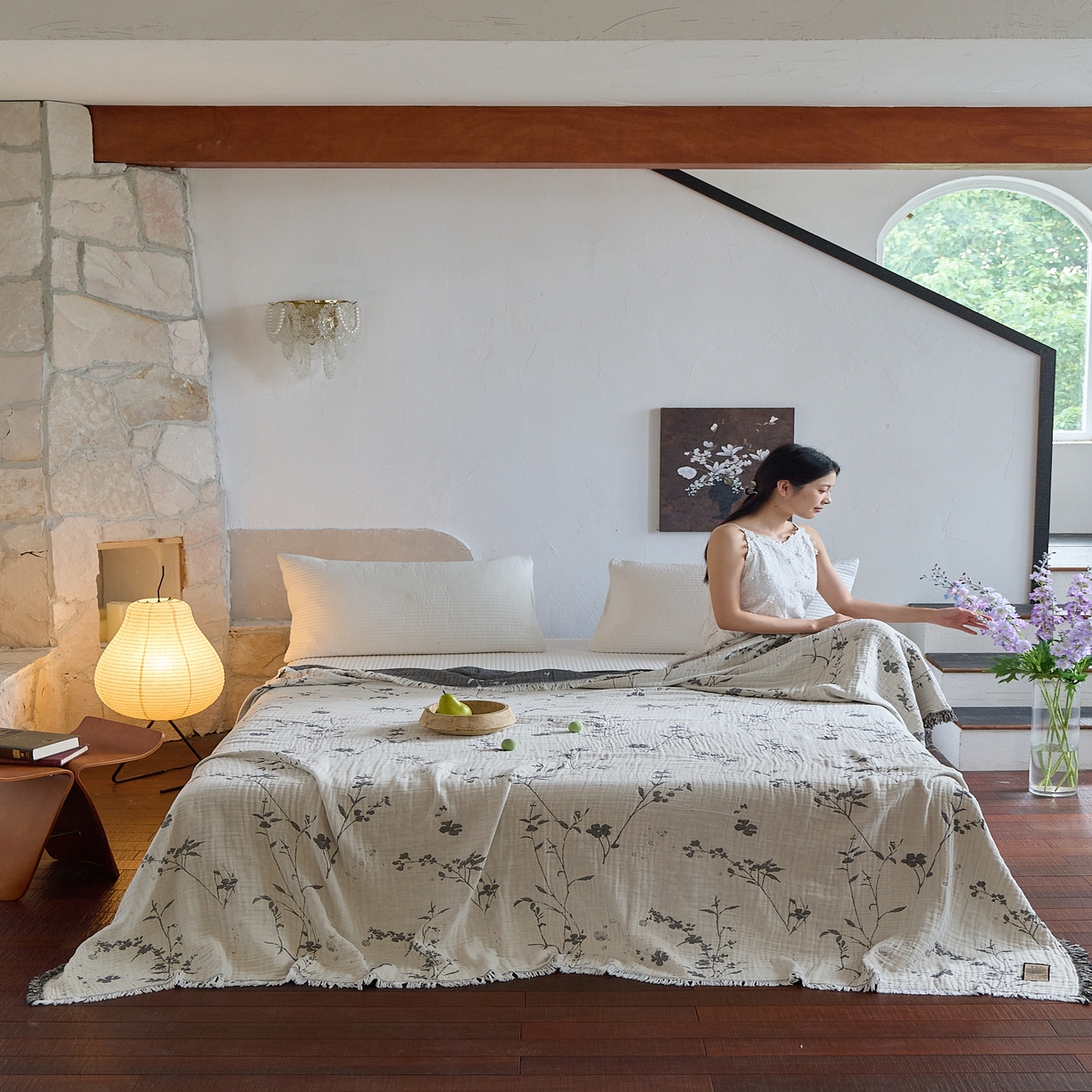 91家纺网 家纺一手货源 找家纺 沐瑟家纺 2025新款四层纱布全棉流苏毯子纱布床盖毛巾被纯棉棉纱夏凉被午睡盖毯 芙荟