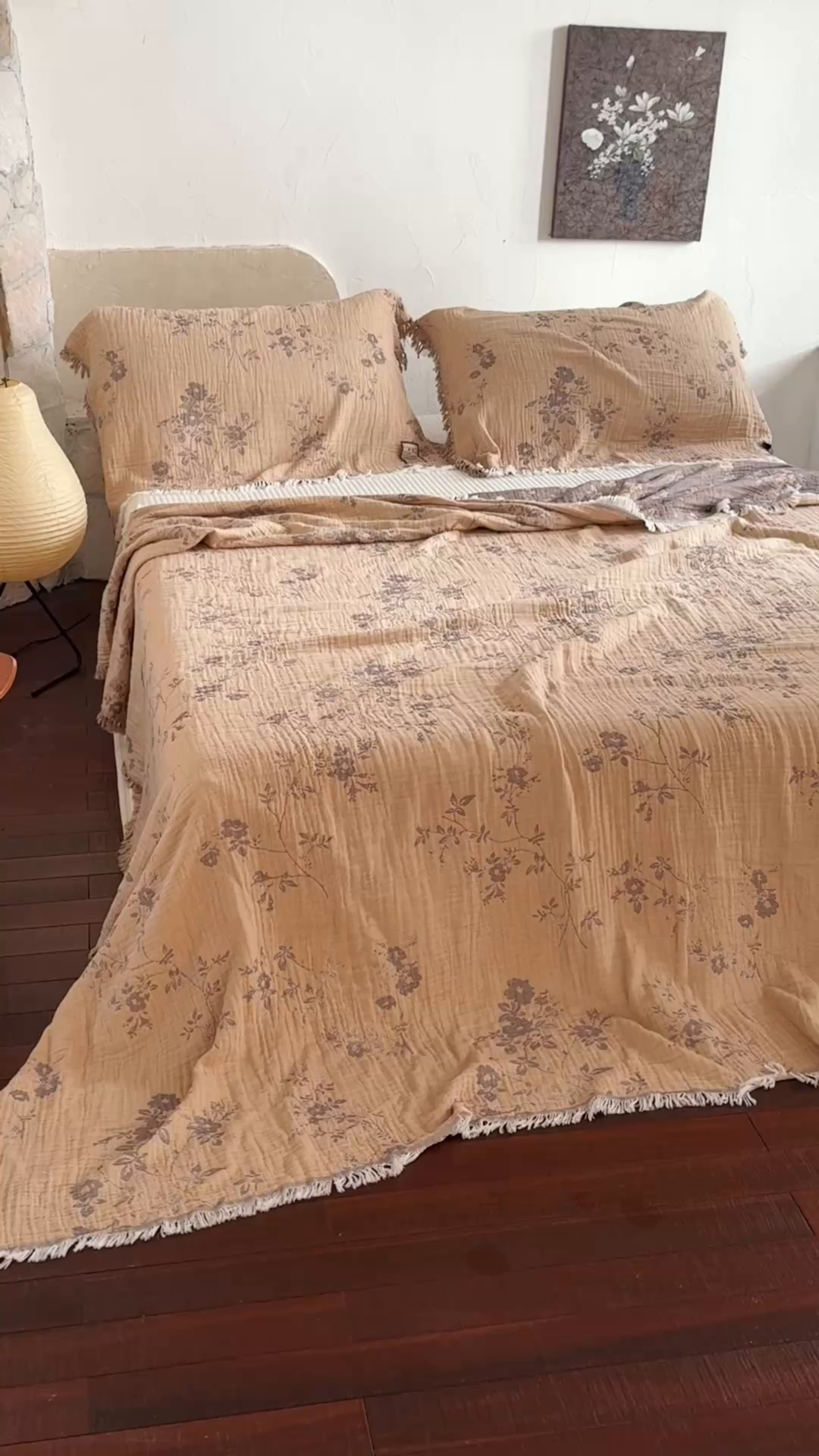 91家纺网 家纺一手货源 找家纺 沐瑟家纺 2025新款四层纱布全棉流苏毯子纱布床盖毛巾被纯棉棉纱夏凉被午睡盖毯 椛湉-咖色