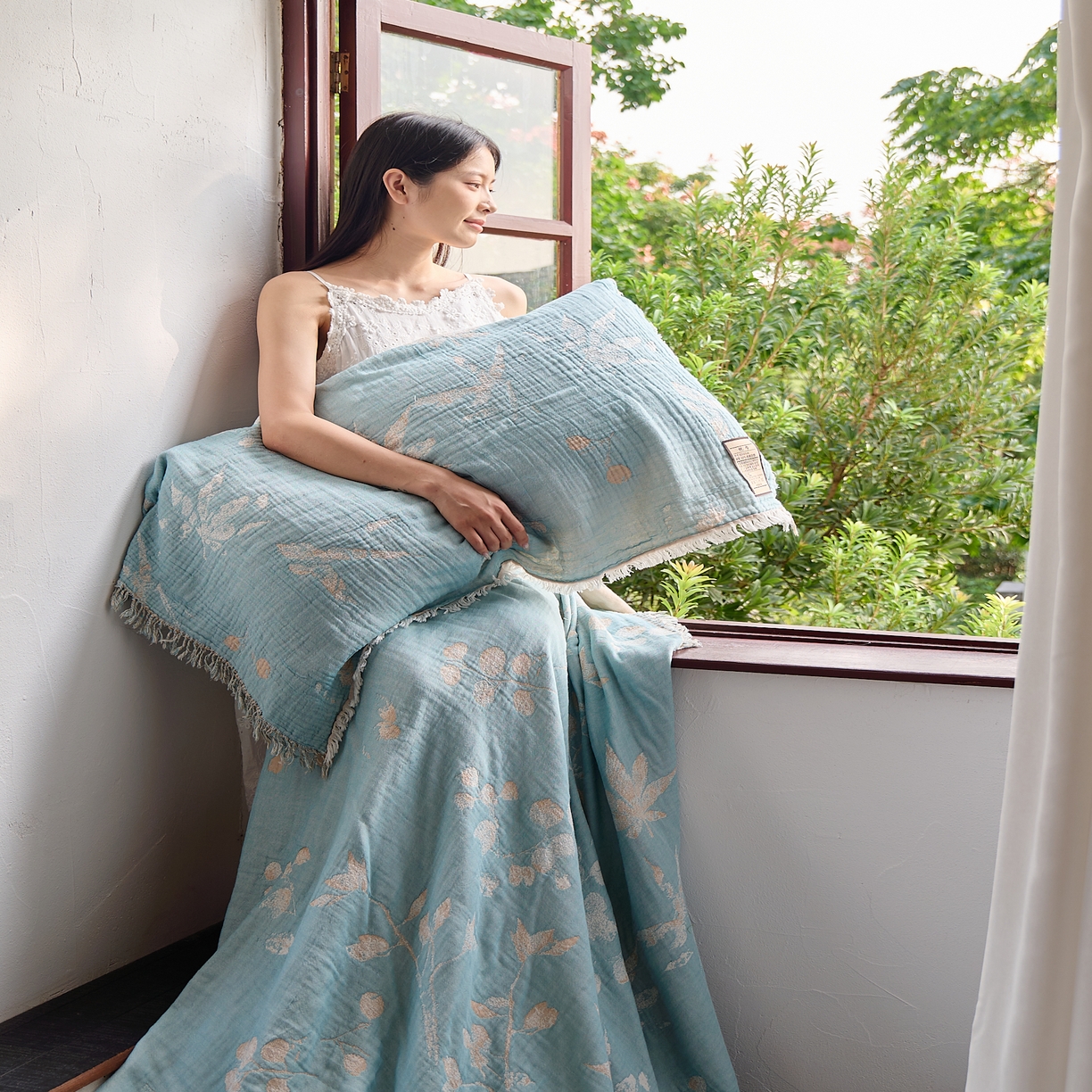 91家纺网 家纺一手货源 找家纺 沐瑟家纺 2025新款四层纱布全棉流苏毯子纱布床盖毛巾被纯棉棉纱夏凉被午睡盖毯 蘭素