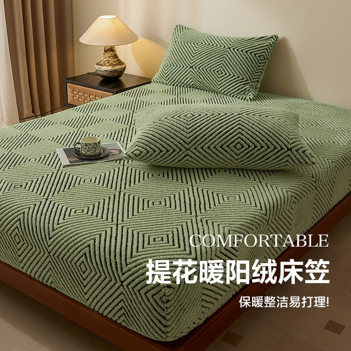 91家纺网 家纺一手货源 找家纺 （总）欧邦 2025新款提花暖阳绒单床笠