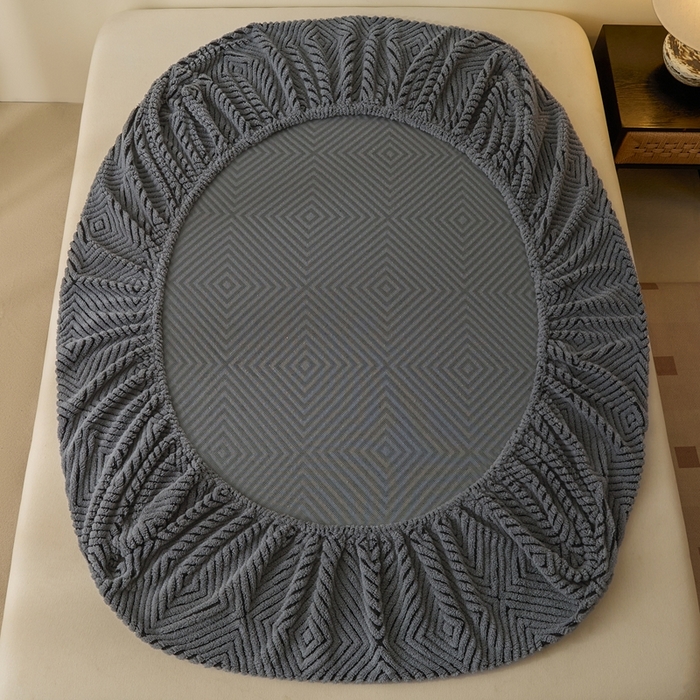 91家纺网 家纺一手货源 找家纺 欧邦 2025新款提花暖阳绒单床笠 慕斯灰