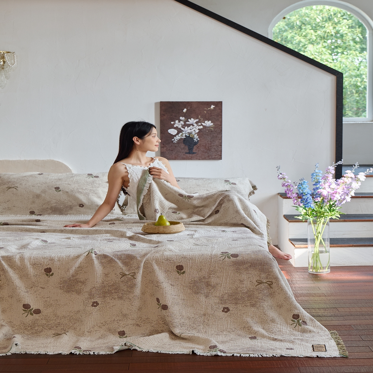 91家纺网 家纺一手货源 找家纺 沐瑟家纺 2025新款四层纱布全棉流苏毯子纱布床盖毛巾被纯棉棉纱夏凉被午睡盖毯 微禾