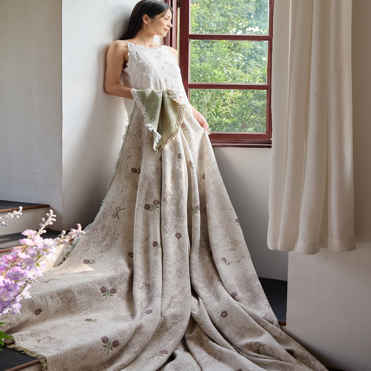 91家纺网 家纺一手货源 找家纺 沐瑟家纺 2025新款四层纱布全棉流苏毯子纱布床盖毛巾被纯棉棉纱夏凉被午睡盖毯 微禾