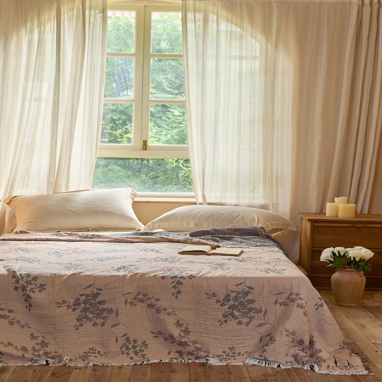 91家纺网 家纺一手货源 找家纺 沐瑟家纺 2025新款四层纱布全棉流苏毯子纱布床盖毛巾被纯棉棉纱夏凉被午睡盖毯 雾屿