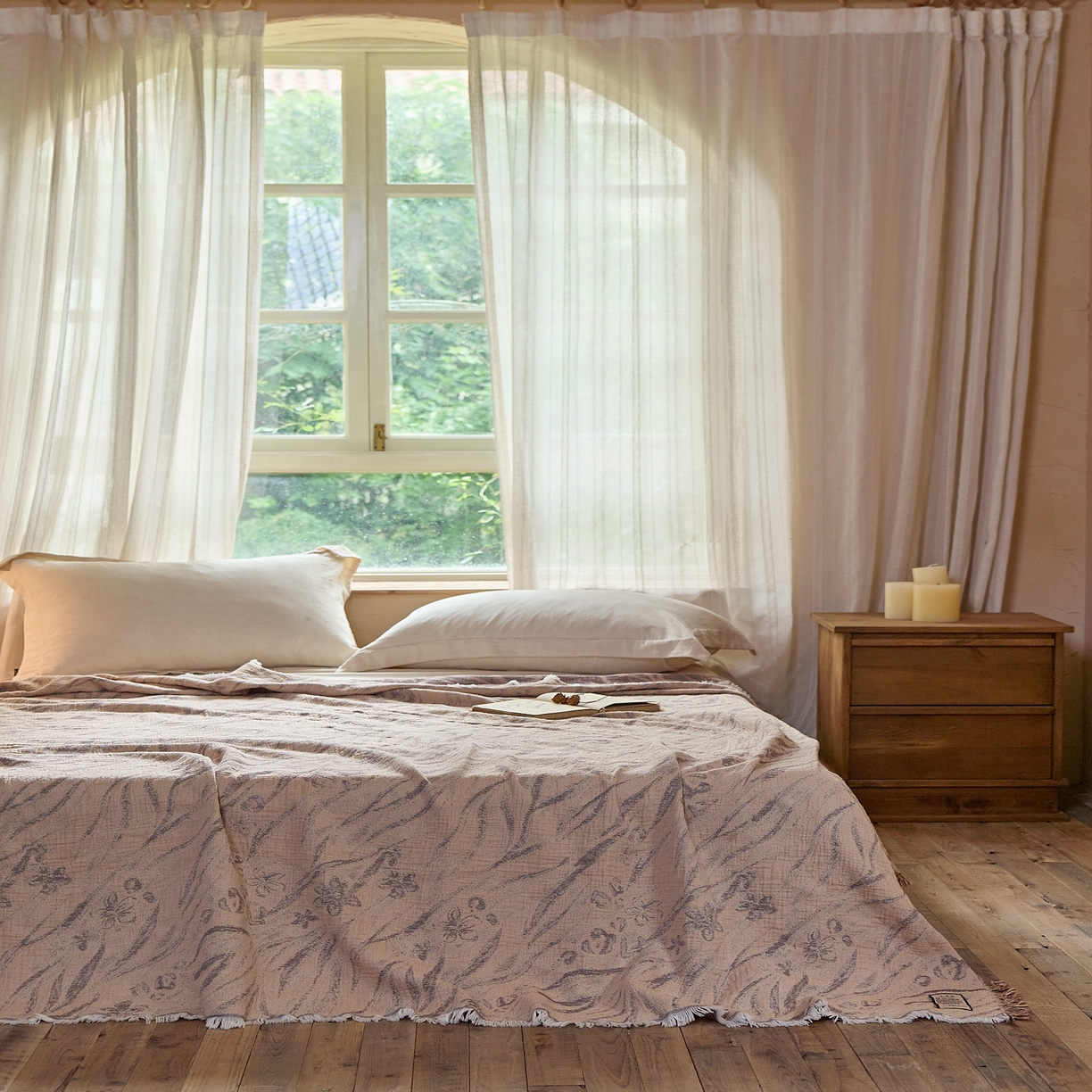 91家纺网 家纺一手货源 找家纺 沐瑟家纺 2025新款四层纱布全棉流苏毯子纱布床盖毛巾被纯棉棉纱夏凉被午睡盖毯 砚秋