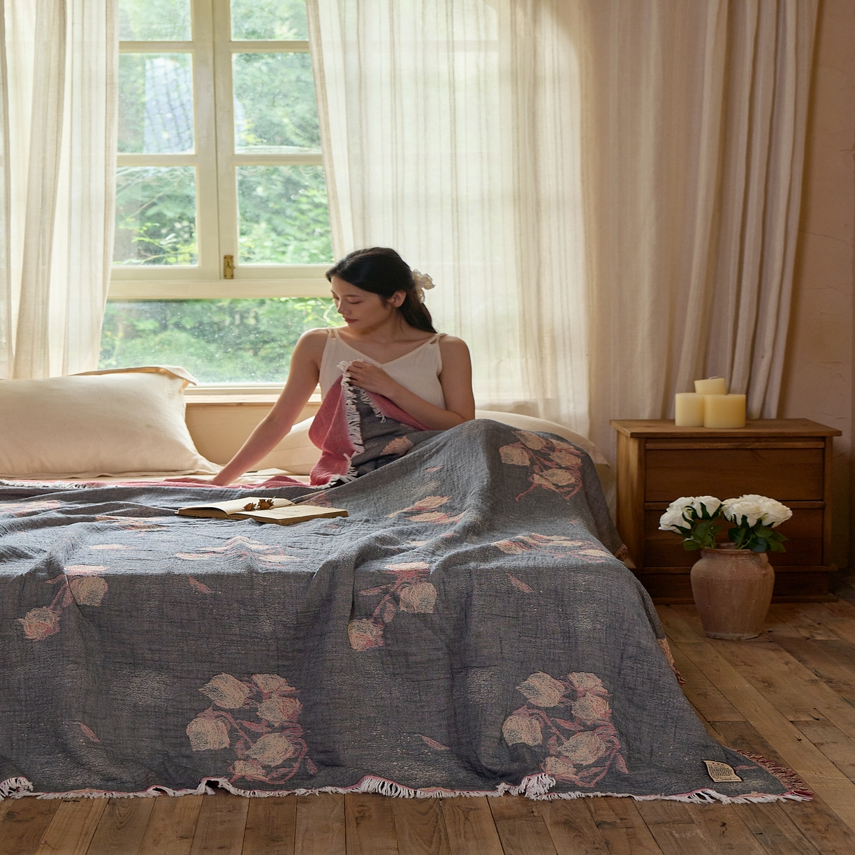 91家纺网 家纺一手货源 找家纺 沐瑟家纺 2025新款四层纱布全棉流苏毯子纱布床盖毛巾被纯棉棉纱夏凉被午睡盖毯 亦玫