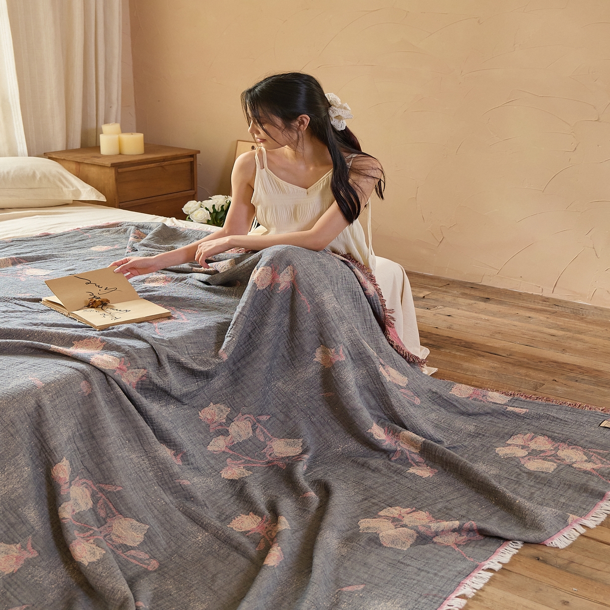 91家纺网 家纺一手货源 找家纺 沐瑟家纺 2025新款四层纱布全棉流苏毯子纱布床盖毛巾被纯棉棉纱夏凉被午睡盖毯 亦玫