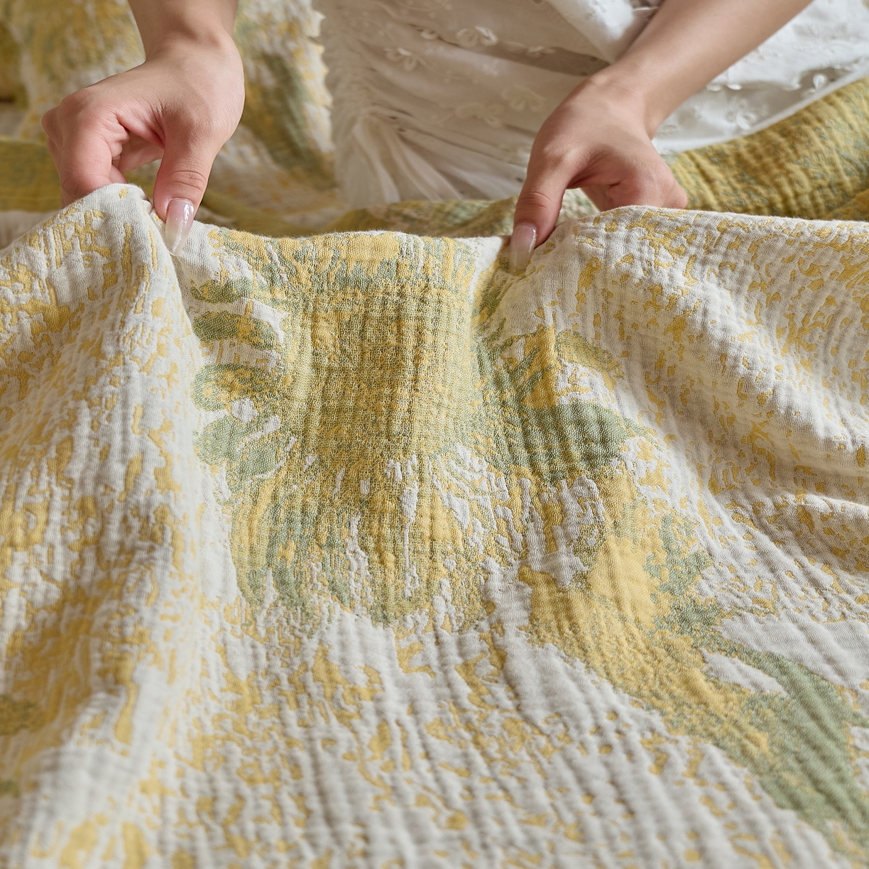 91家纺网 家纺一手货源 找家纺 沐瑟家纺 2025新款四层纱布全棉流苏毯子纱布床盖毛巾被纯棉棉纱夏凉被午睡盖毯 柚屿