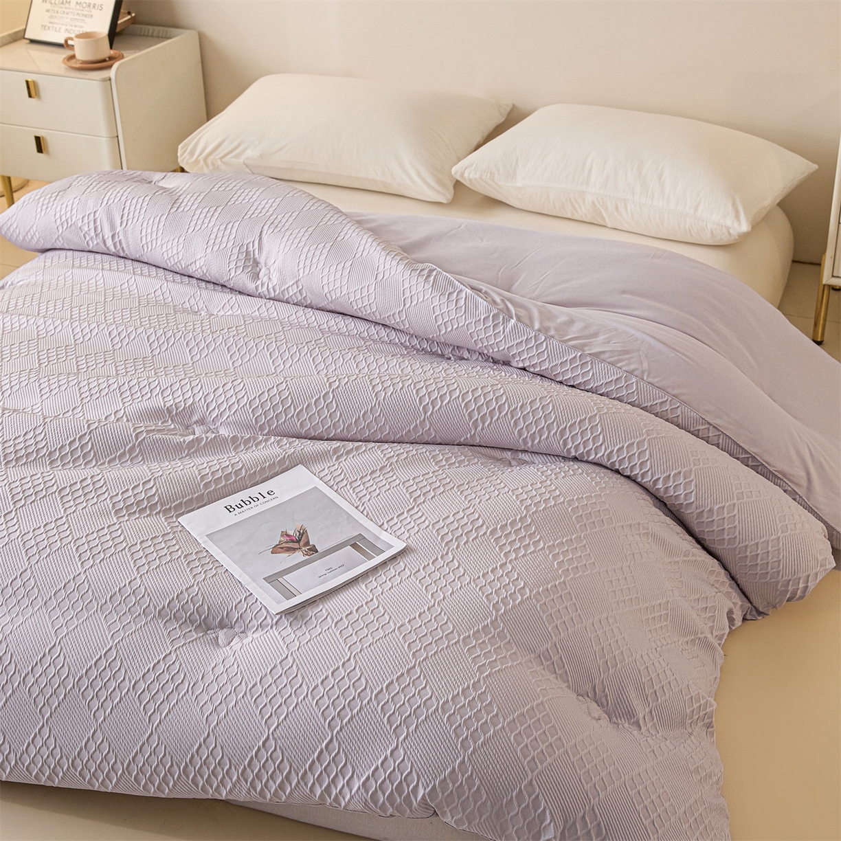 91家纺网 家纺一手货源 找家纺 梵克保罗 2025新款提花羊毛春秋被冬被被子被芯跨境外贸 提花羊毛-浅灰