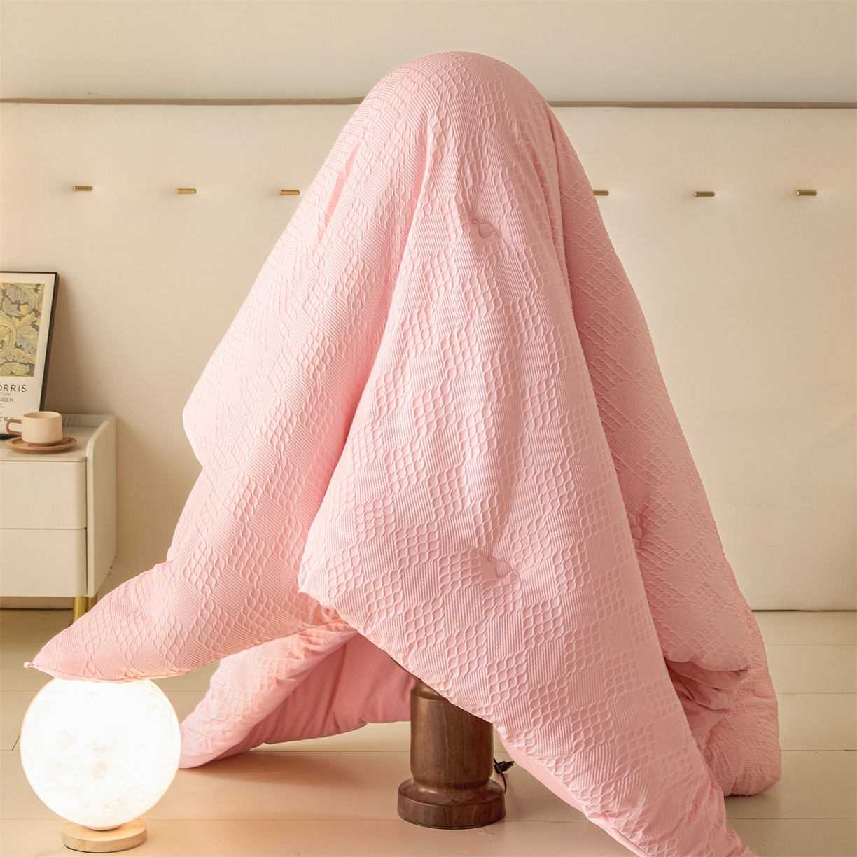 91家纺网 家纺一手货源 找家纺 梵克保罗 2025新款提花羊毛春秋被冬被被子被芯跨境外贸 提花羊毛-粉色