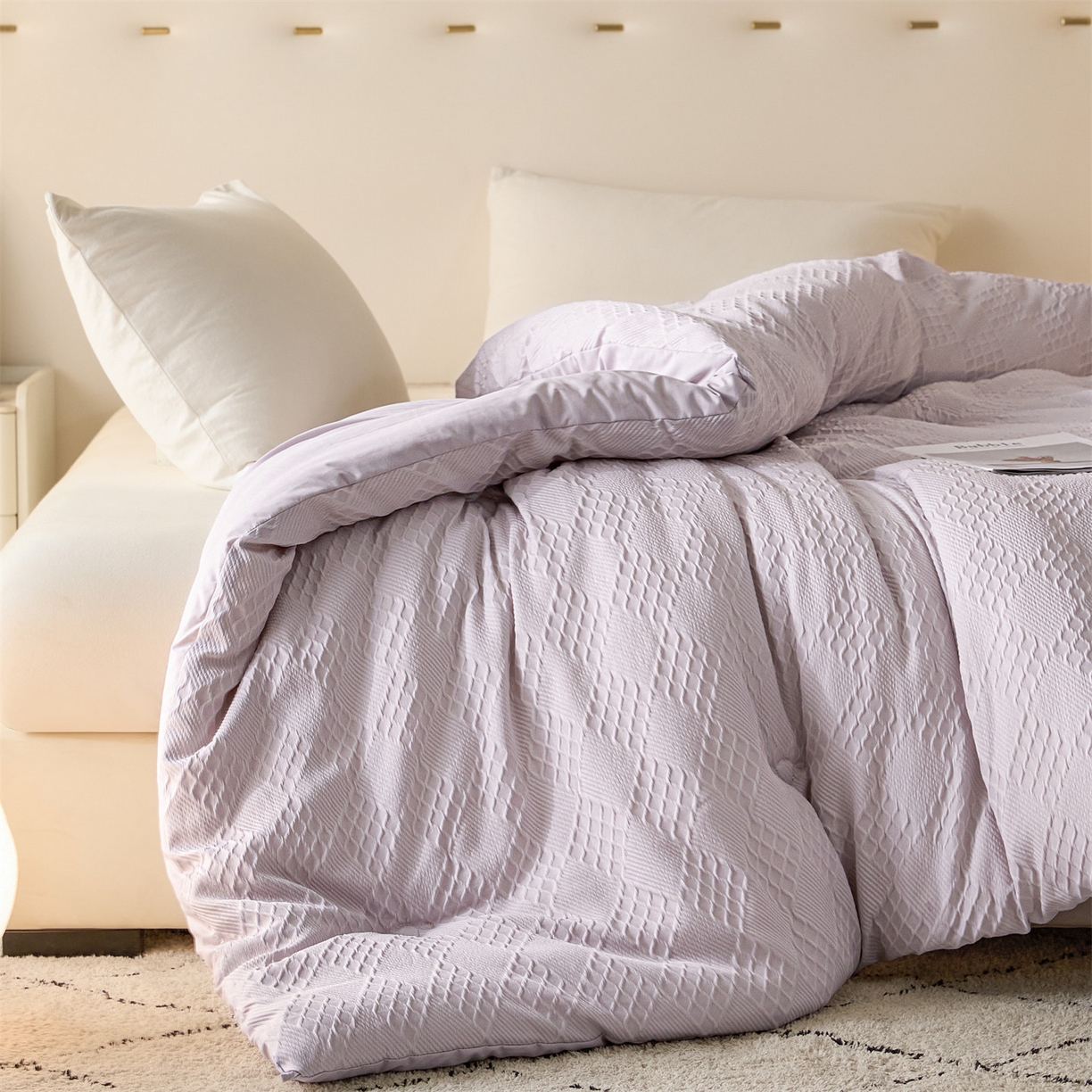 91家纺网 家纺一手货源 找家纺 梵克保罗 2025新款提花羊毛春秋被冬被被子被芯跨境外贸 提花羊毛-浅灰