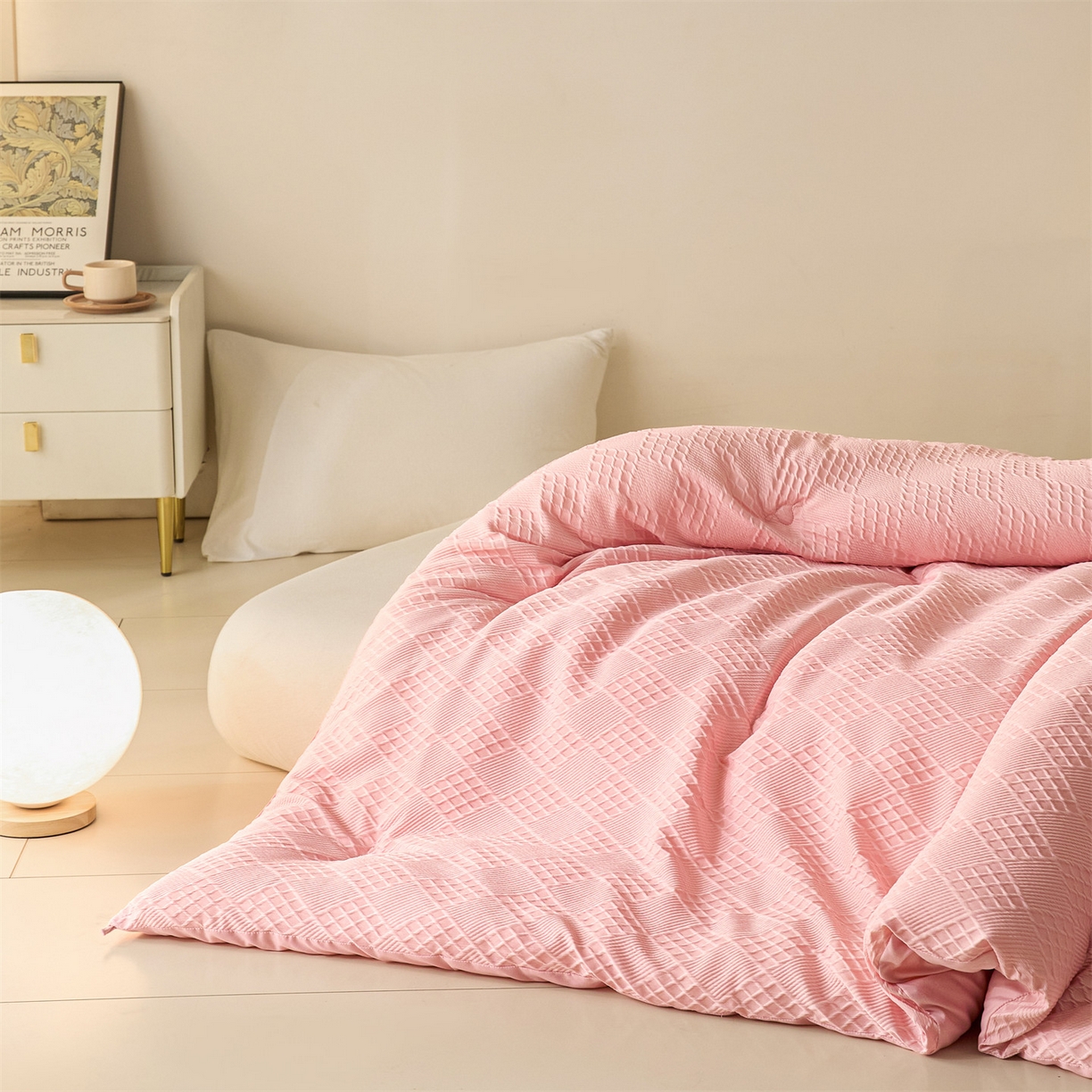 91家纺网 家纺一手货源 找家纺 梵克保罗 2025新款提花羊毛春秋被冬被被子被芯跨境外贸 提花羊毛-粉色