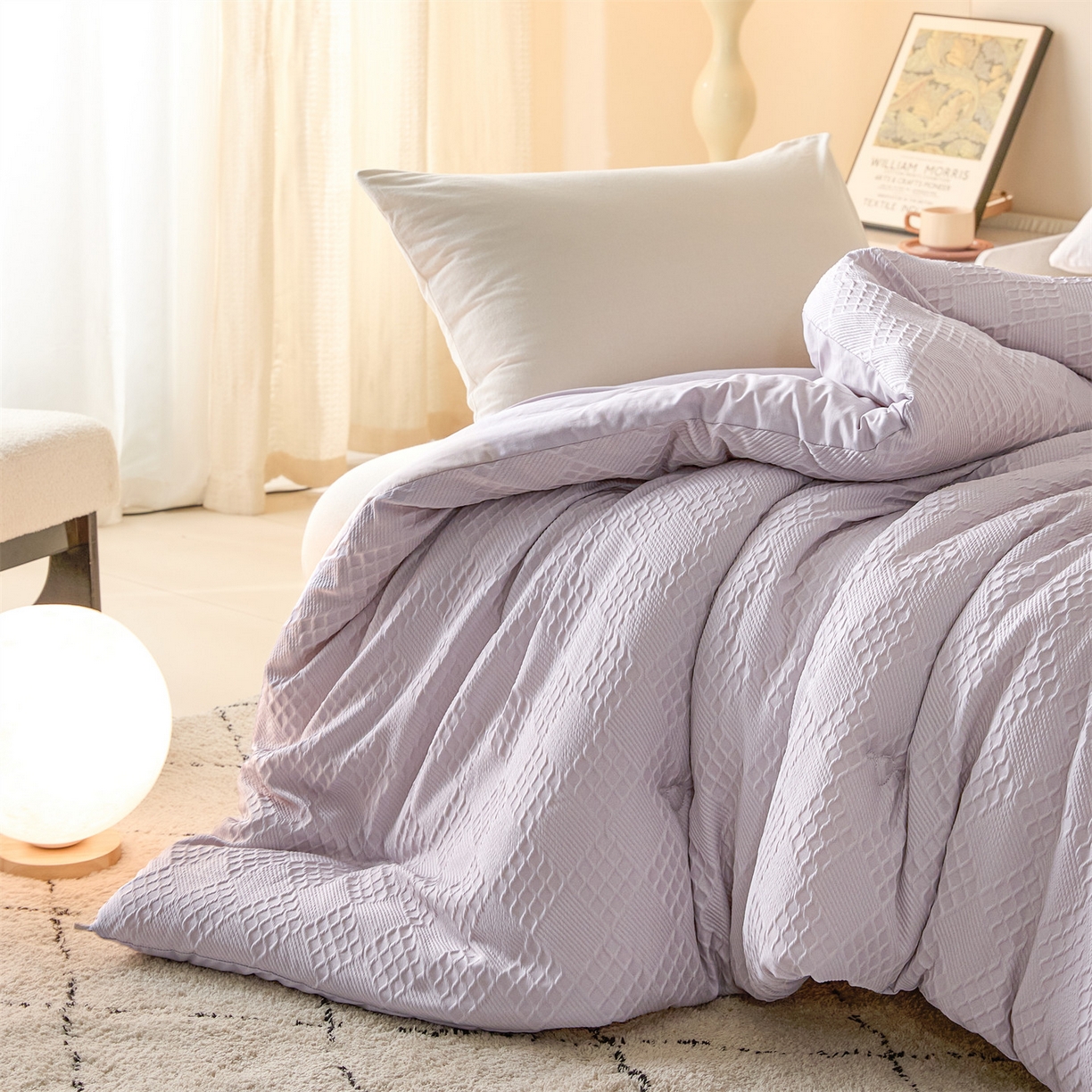 91家纺网 家纺一手货源 找家纺 梵克保罗 2025新款提花羊毛春秋被冬被被子被芯跨境外贸 提花羊毛-浅灰