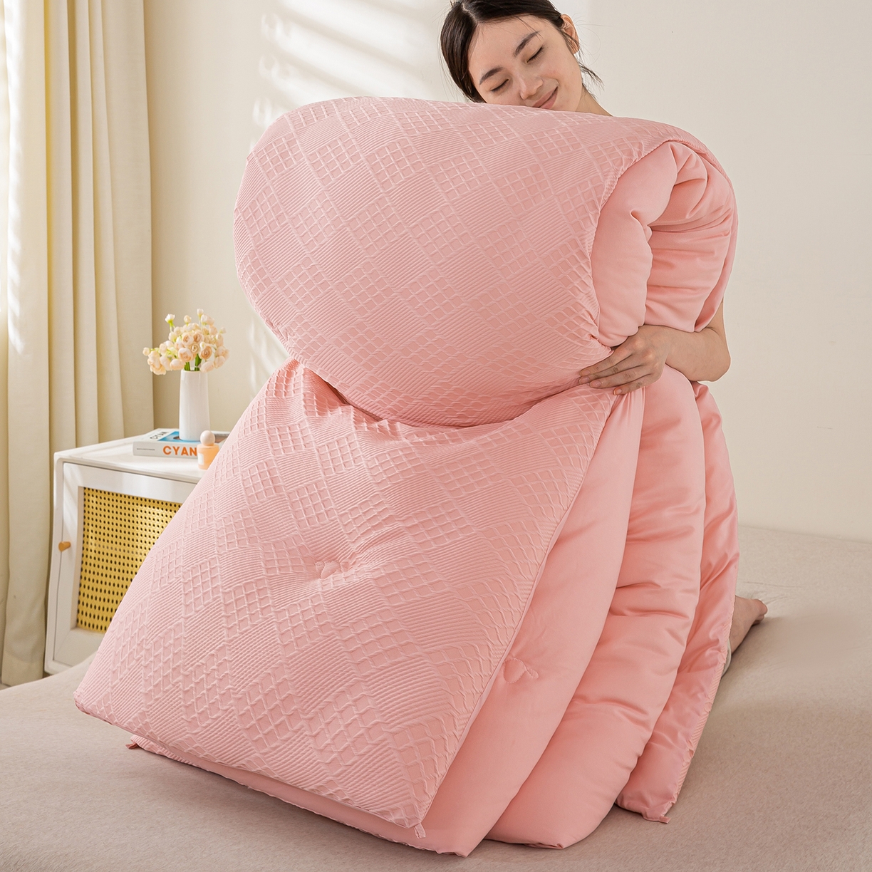 梵克保罗 2025新款提花羊毛春秋被冬被被子被芯跨境外贸 提花羊毛-粉色