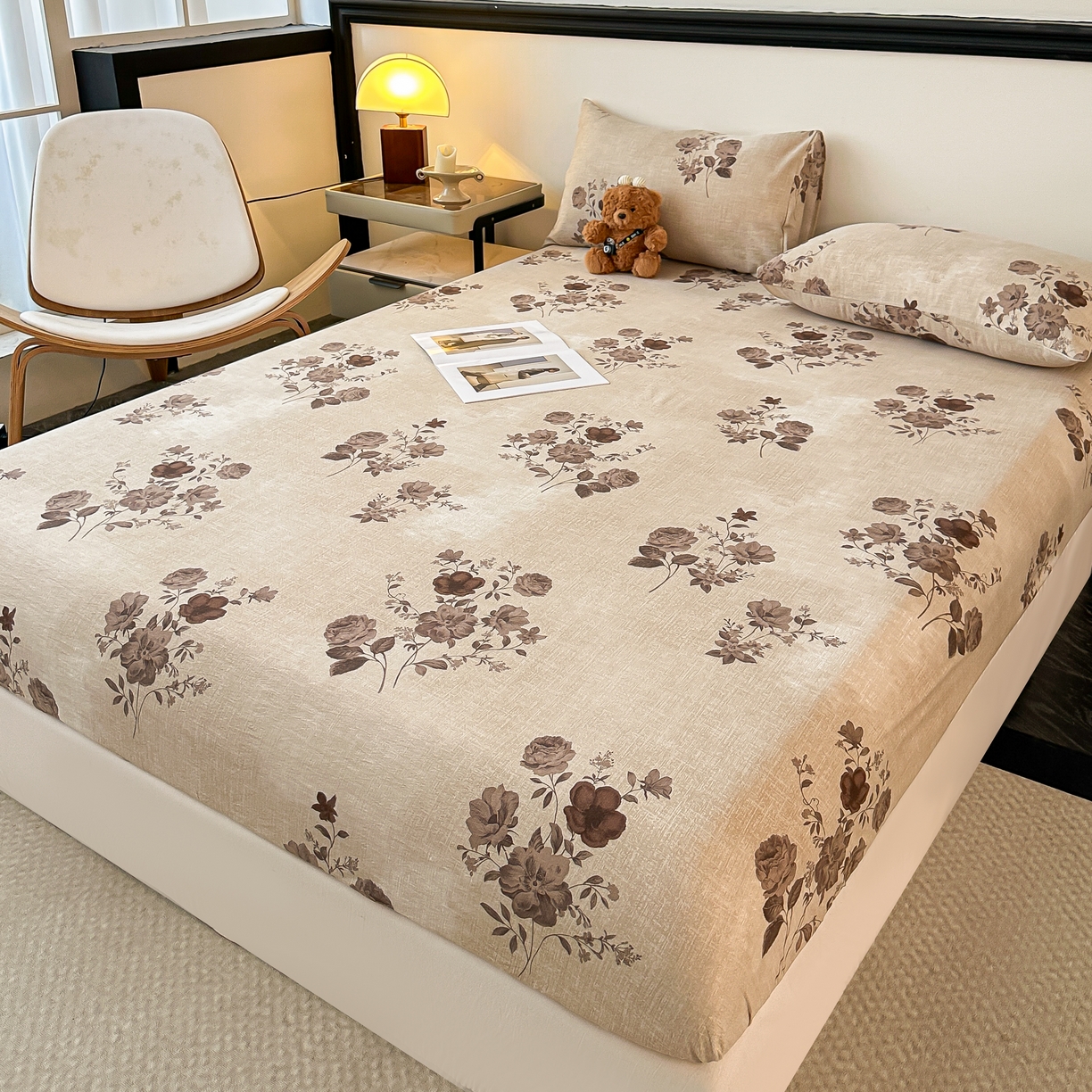 91家纺网 家纺一手货源 找家纺 梦嘉居 2025新款加厚亚麻皱皱纱床笠单床笠枕套床笠单品 繁花梦