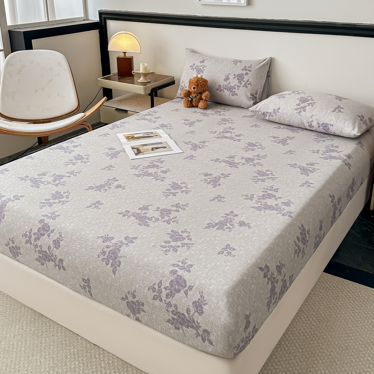 91家纺网 家纺一手货源 找家纺 梦嘉居 2025新款加厚亚麻皱皱纱床笠单床笠枕套床笠单品 水云间