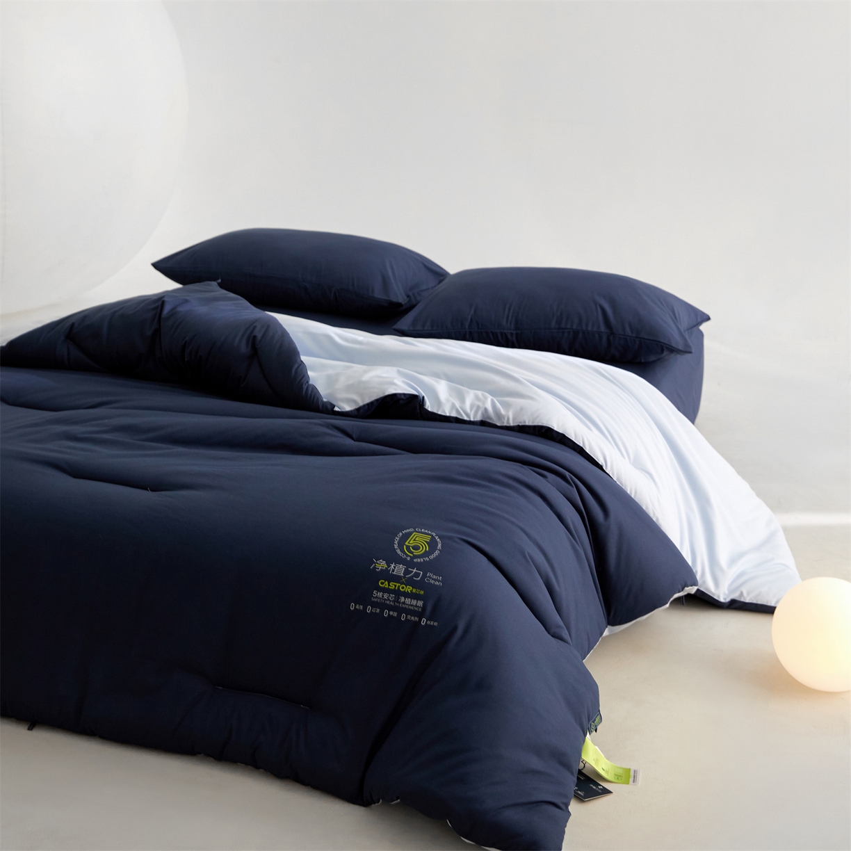 91家纺网 家纺一手货源 找家纺 头等舱 2025新款深睡 零压 软糯 净植力抗菌 防螨 防霉 低致敏 秋冬被（空镜图） 深睡蓝