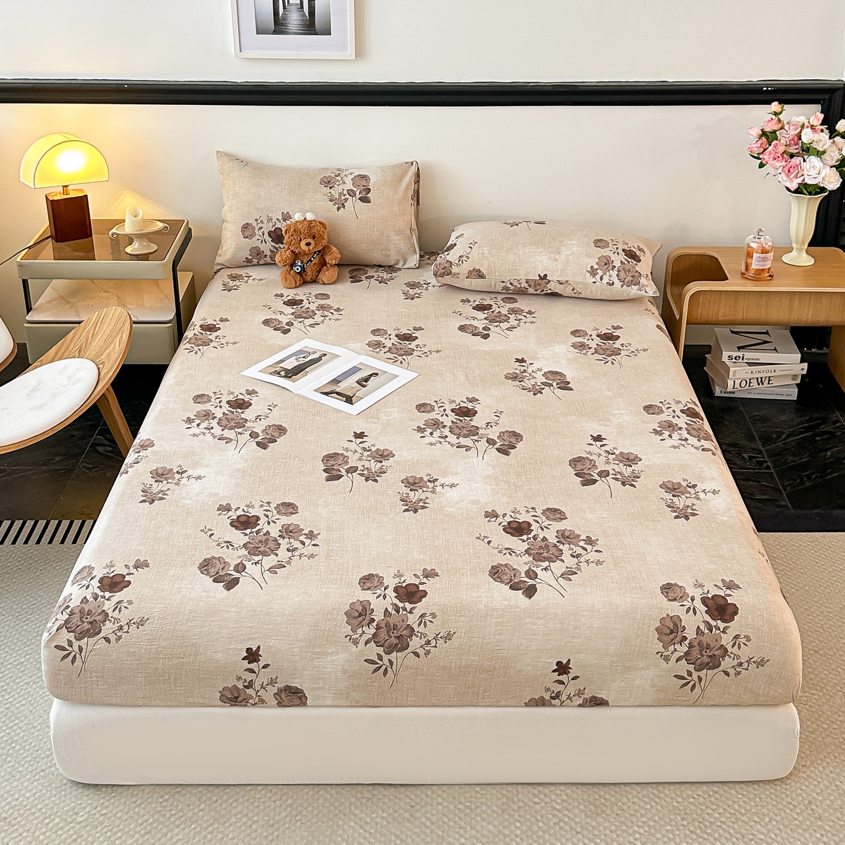 91家纺网 家纺一手货源 找家纺 梦嘉居 2025新款加厚亚麻皱皱纱床笠单床笠枕套床笠单品 繁花梦