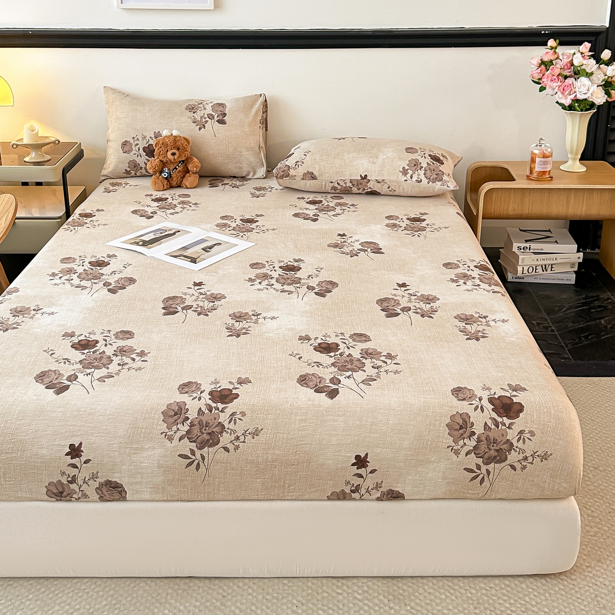 91家纺网 家纺一手货源 找家纺 梦嘉居 2025新款加厚亚麻皱皱纱床笠单床笠枕套床笠单品 繁花梦