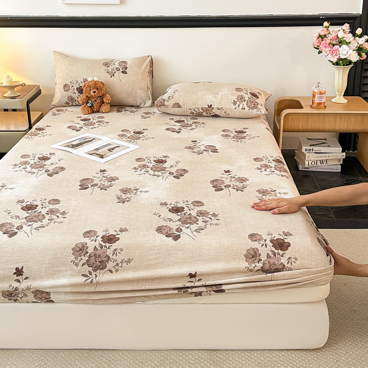 91家纺网 家纺一手货源 找家纺 梦嘉居 2025新款加厚亚麻皱皱纱床笠单床笠枕套床笠单品 繁花梦