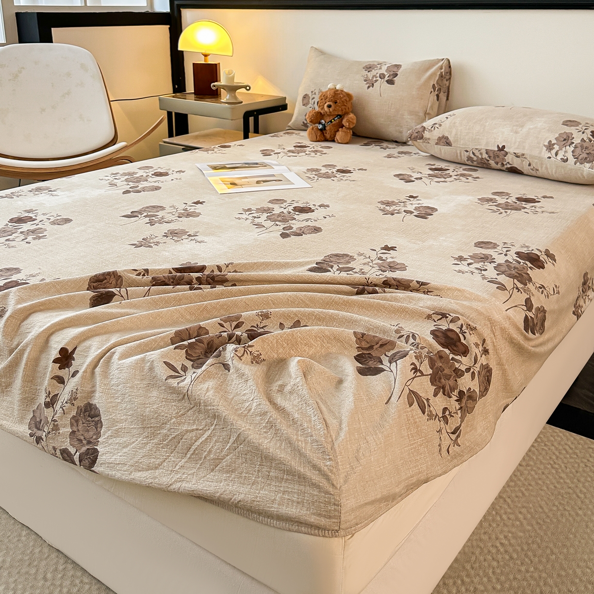 91家纺网 家纺一手货源 找家纺 梦嘉居 2025新款加厚亚麻皱皱纱床笠单床笠枕套床笠单品 繁花梦