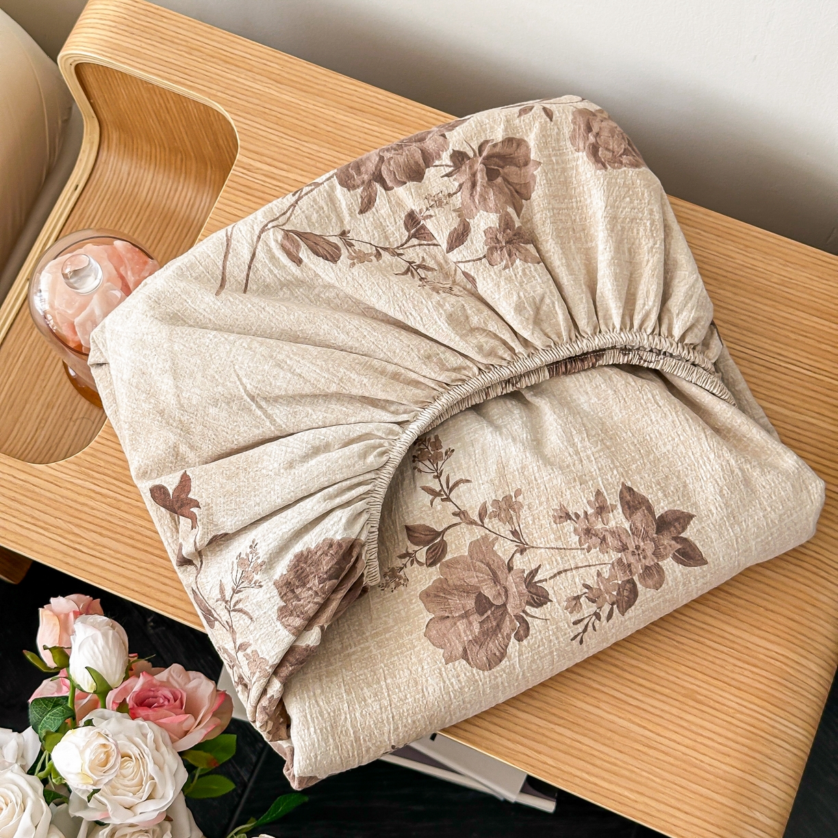 91家纺网 家纺一手货源 找家纺 梦嘉居 2025新款加厚亚麻皱皱纱床笠单床笠枕套床笠单品 繁花梦