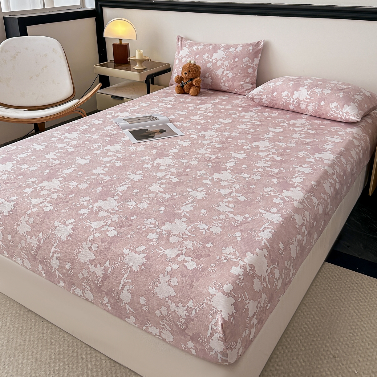 梦嘉居 2025新款加厚亚麻皱皱纱床笠单床笠枕套床笠单品 风铃草