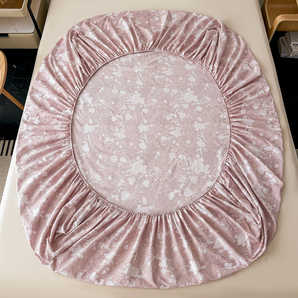 91家纺网 家纺一手货源 找家纺 梦嘉居 2025新款加厚亚麻皱皱纱床笠单床笠枕套床笠单品 风铃草