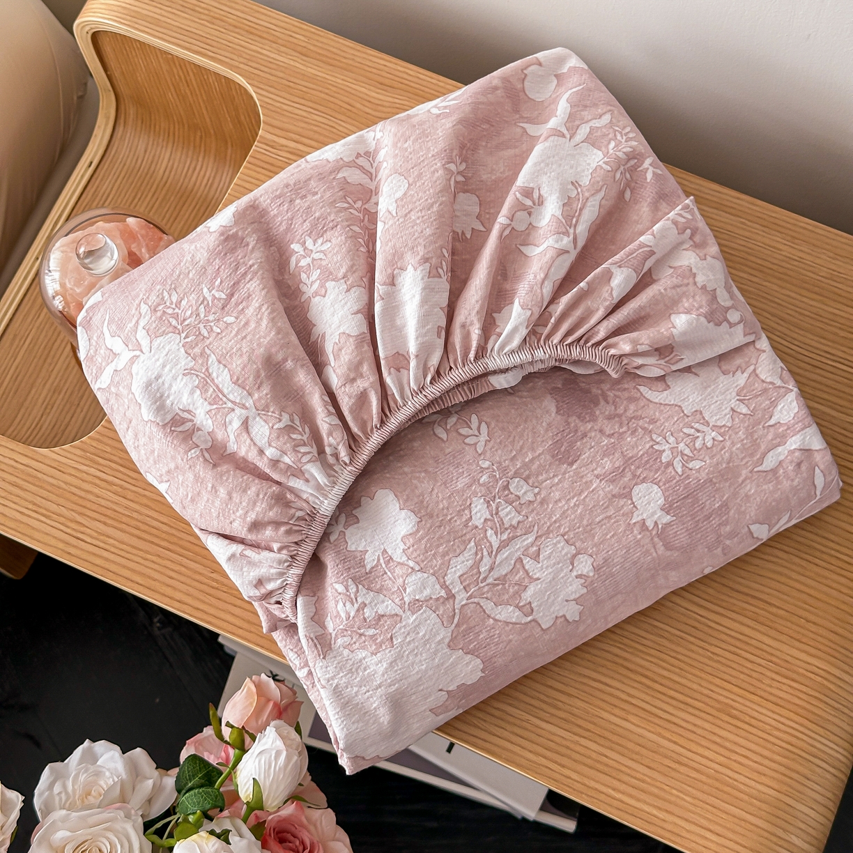 91家纺网 家纺一手货源 找家纺 梦嘉居 2025新款加厚亚麻皱皱纱床笠单床笠枕套床笠单品 风铃草