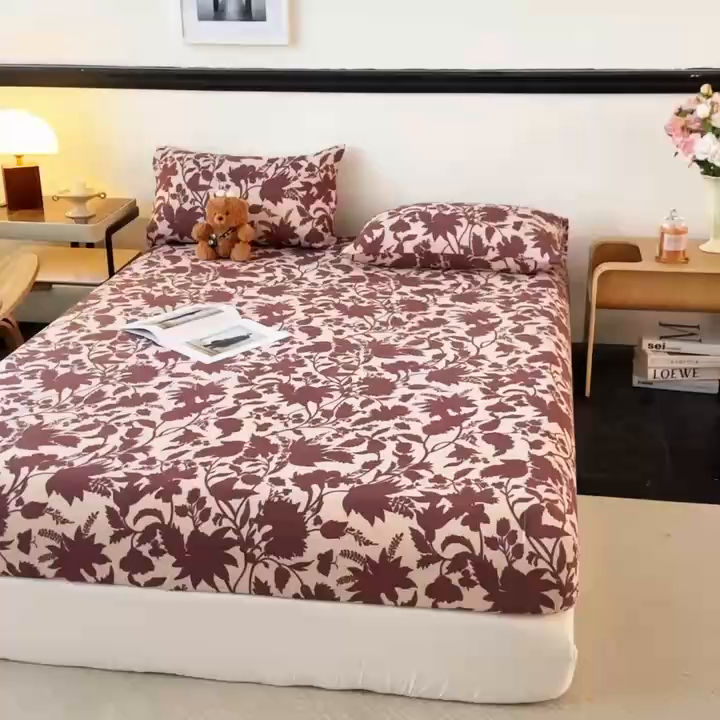 91家纺网 家纺一手货源 找家纺 梦嘉居 2025新款加厚亚麻皱皱纱床笠单床笠枕套床笠单品 花香韵