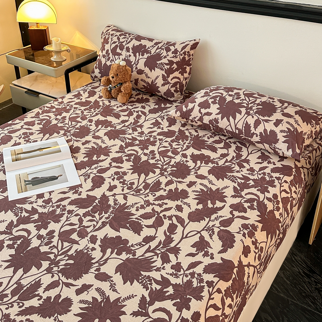 91家纺网 家纺一手货源 找家纺 梦嘉居 2025新款加厚亚麻皱皱纱床笠单床笠枕套床笠单品 花香韵