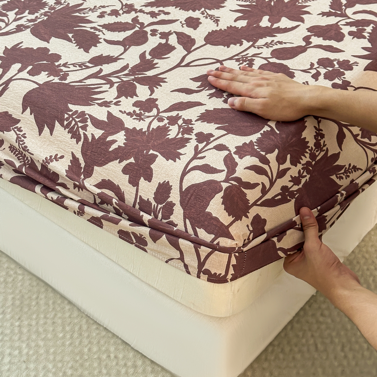 91家纺网 家纺一手货源 找家纺 梦嘉居 2025新款加厚亚麻皱皱纱床笠单床笠枕套床笠单品 花香韵