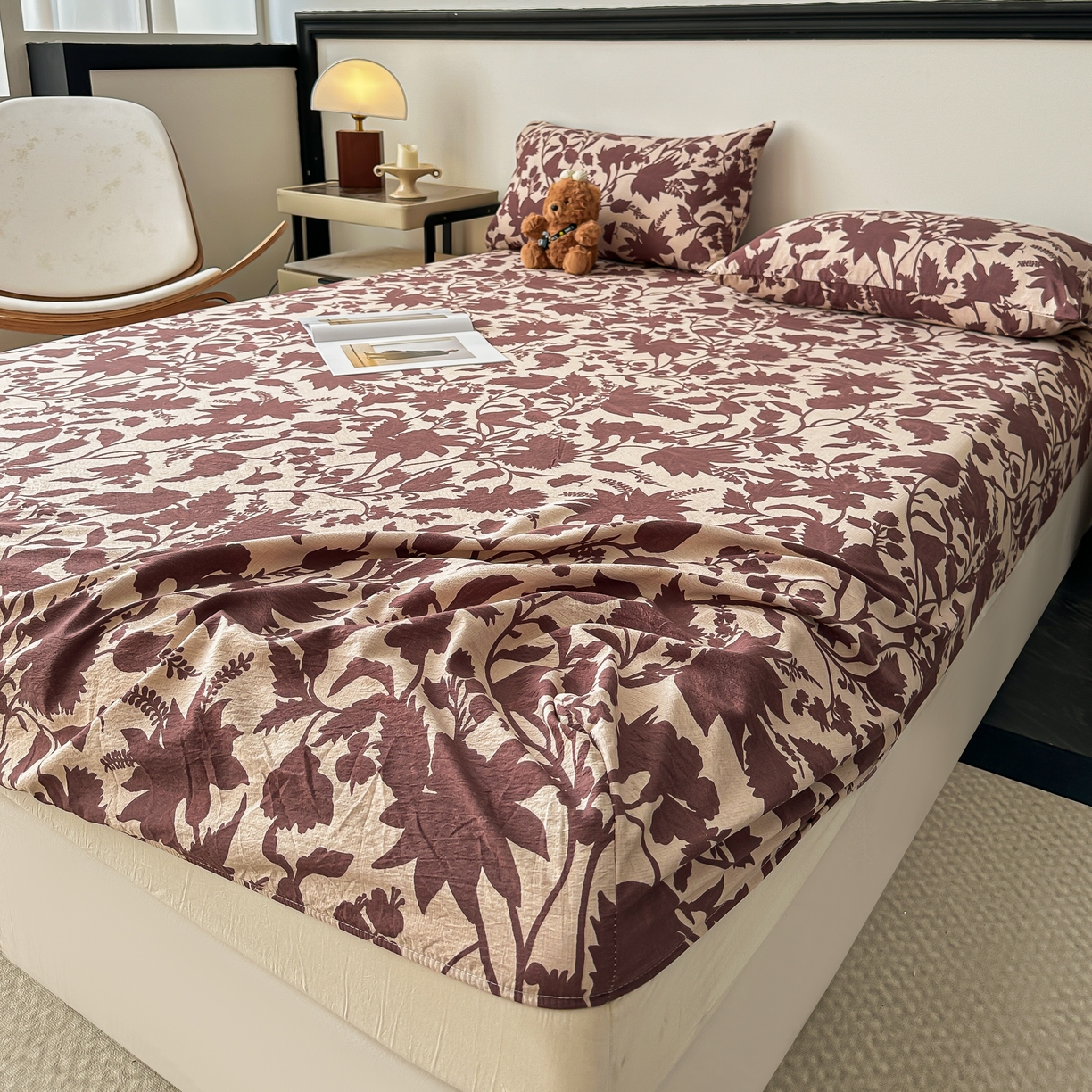 91家纺网 家纺一手货源 找家纺 梦嘉居 2025新款加厚亚麻皱皱纱床笠单床笠枕套床笠单品 花香韵