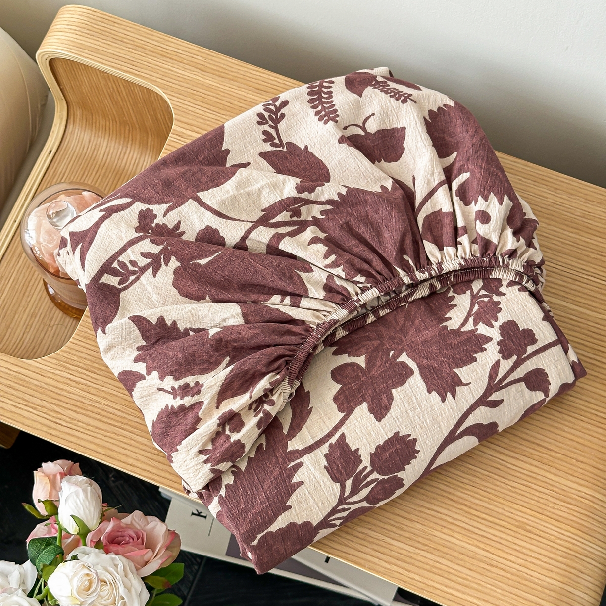 91家纺网 家纺一手货源 找家纺 梦嘉居 2025新款加厚亚麻皱皱纱床笠单床笠枕套床笠单品 花香韵