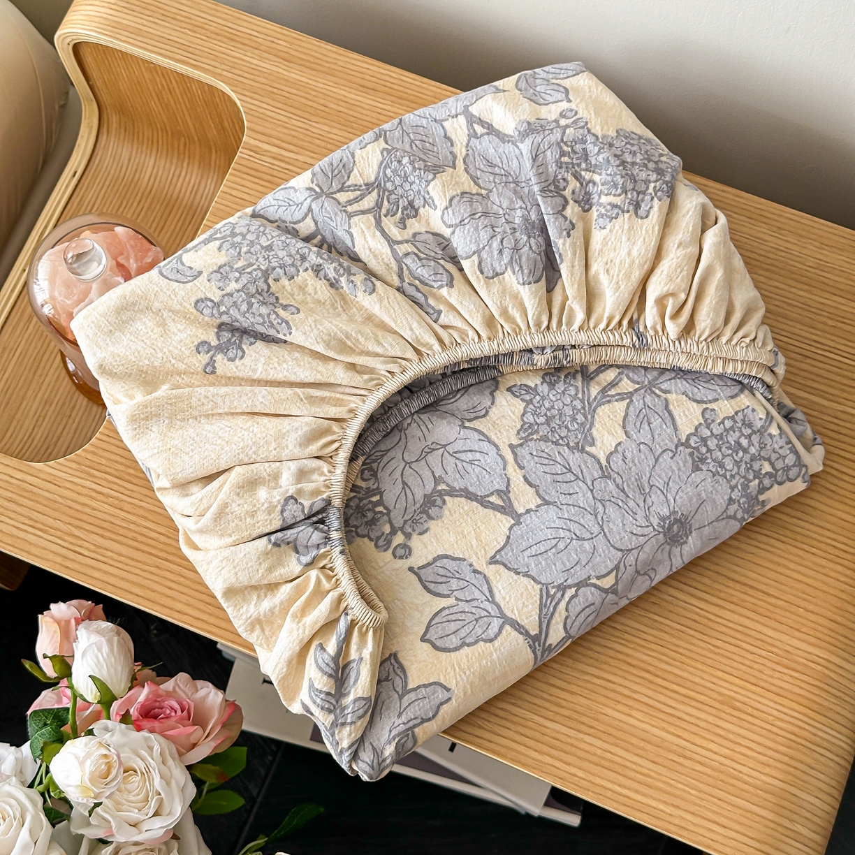 91家纺网 家纺一手货源 找家纺 梦嘉居 2025新款加厚亚麻皱皱纱床笠单床笠枕套床笠单品 兰亭序