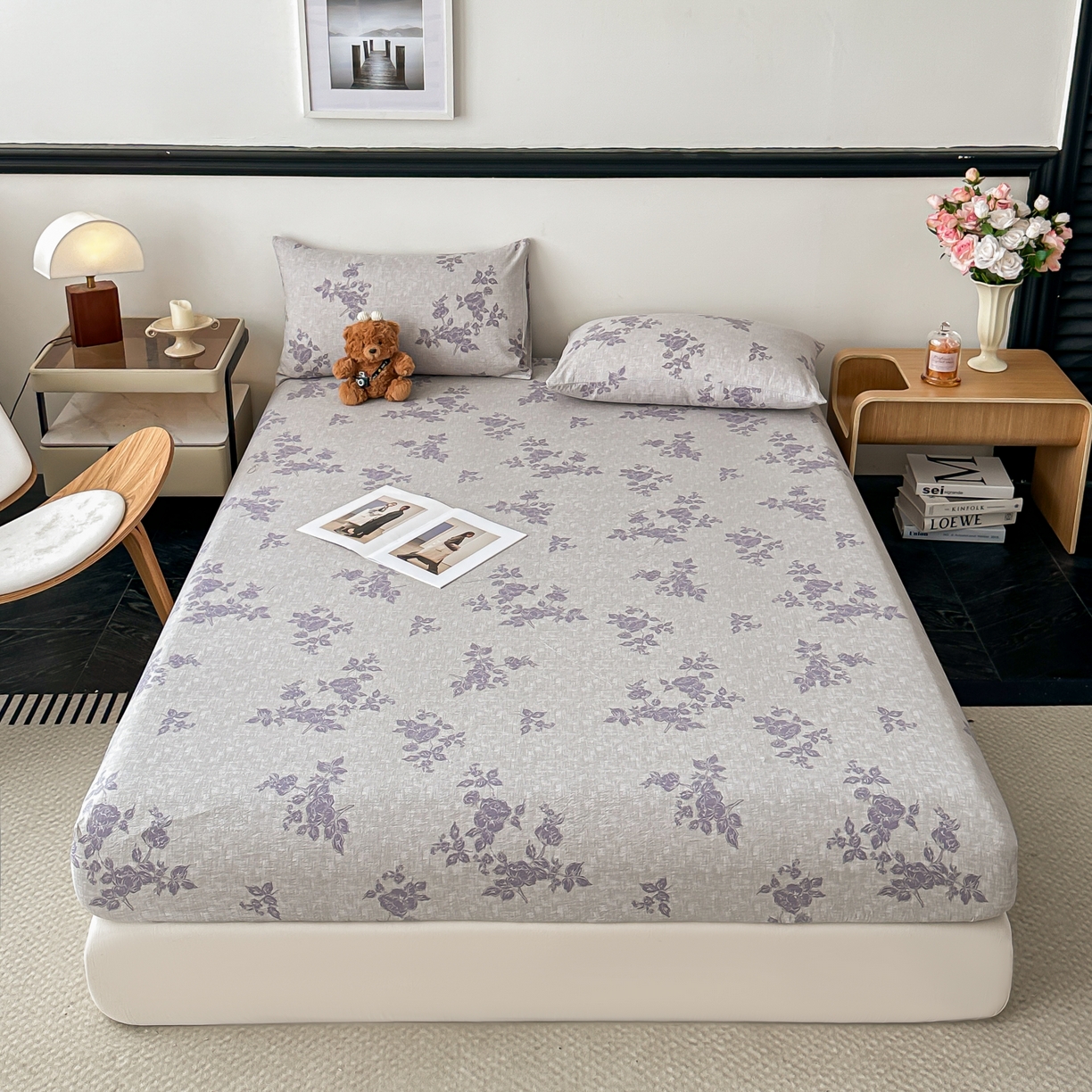 91家纺网 家纺一手货源 找家纺 梦嘉居 2025新款加厚亚麻皱皱纱床笠单床笠枕套床笠单品 水云间