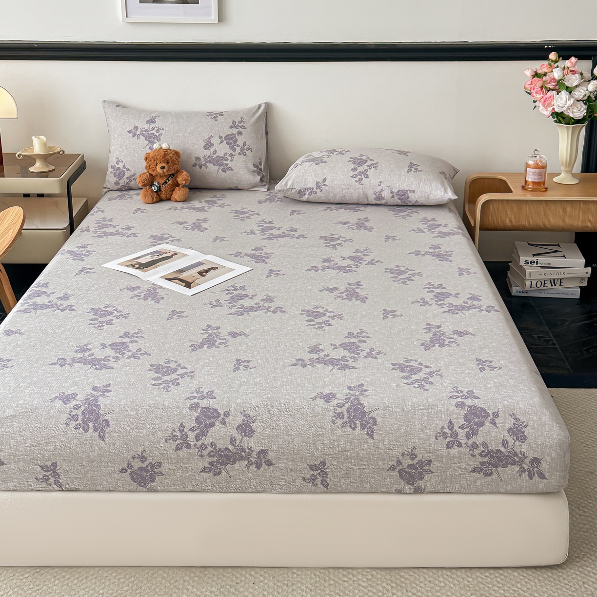 91家纺网 家纺一手货源 找家纺 梦嘉居 2025新款加厚亚麻皱皱纱床笠单床笠枕套床笠单品 水云间