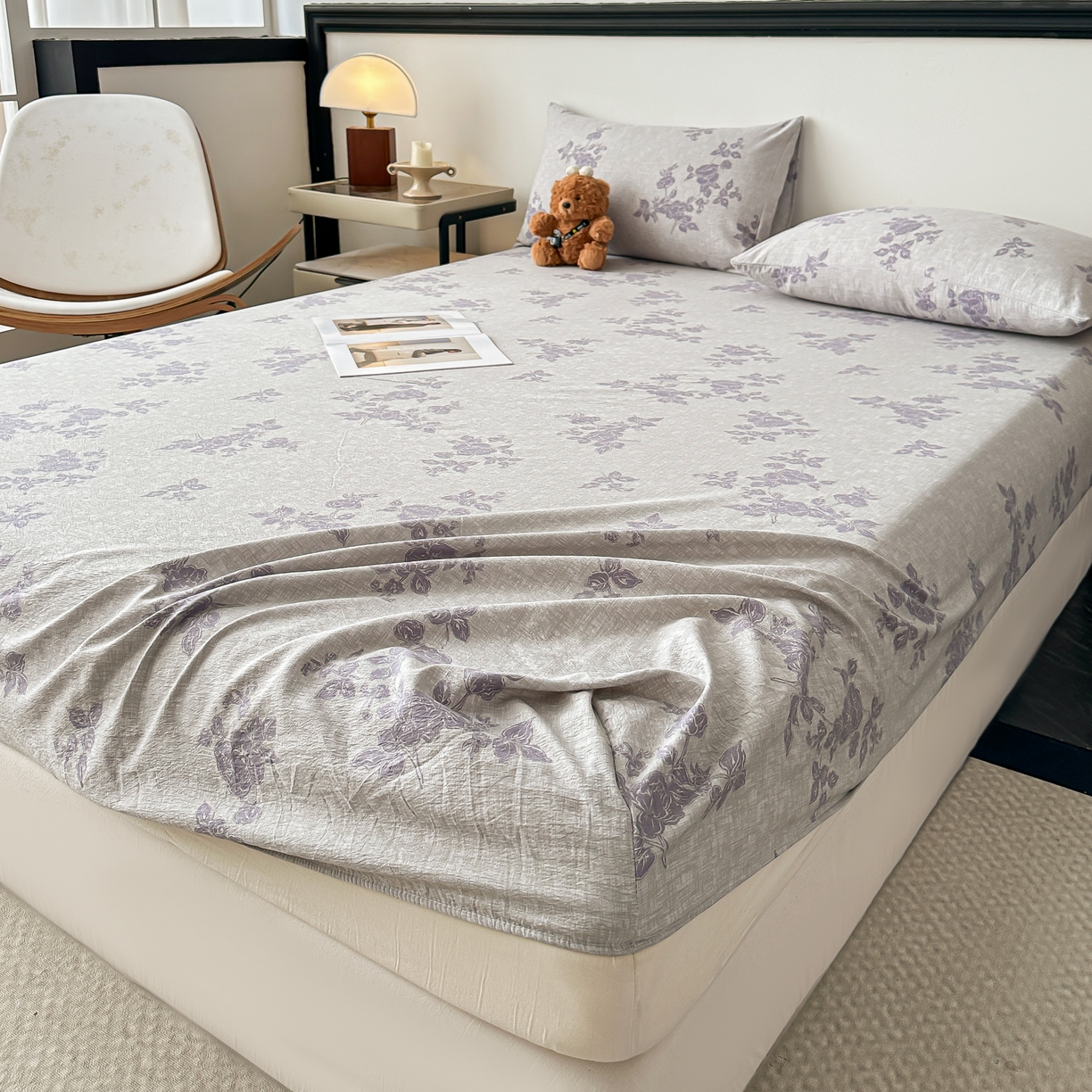 91家纺网 家纺一手货源 找家纺 梦嘉居 2025新款加厚亚麻皱皱纱床笠单床笠枕套床笠单品 水云间